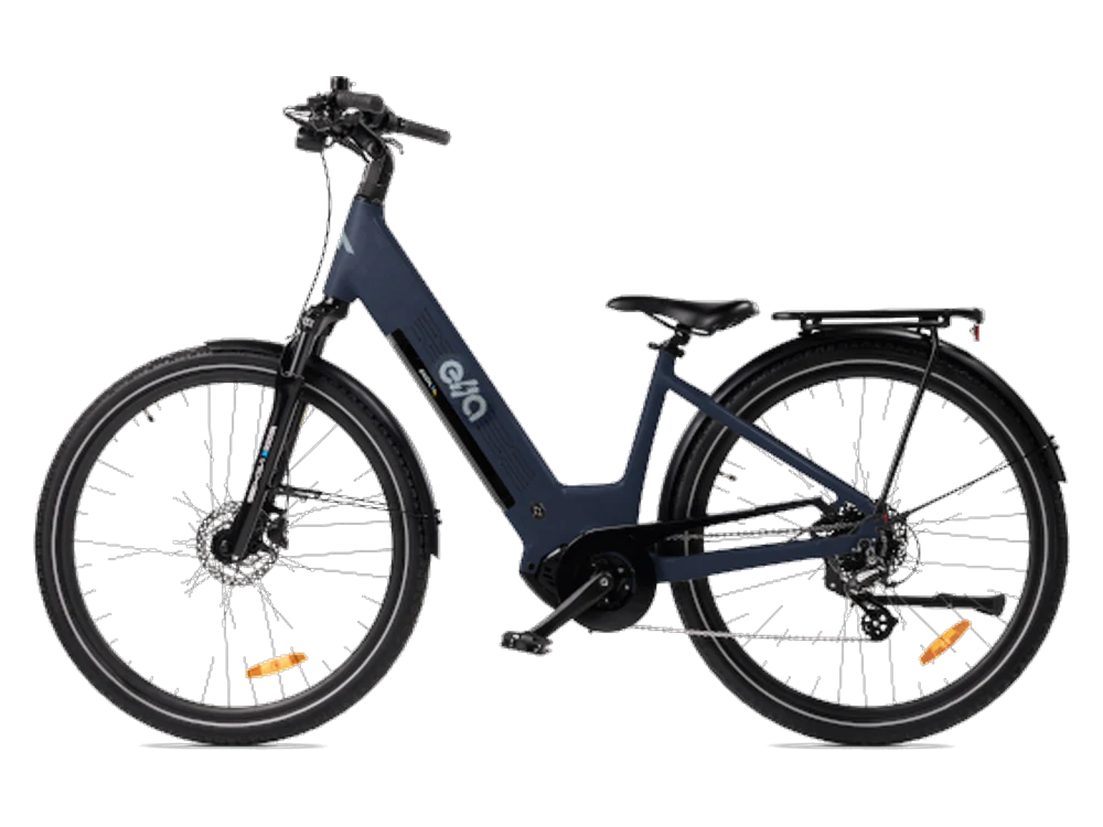 Ella Comfort na cor Azul, bicicleta elétrica de quadro rebaixado